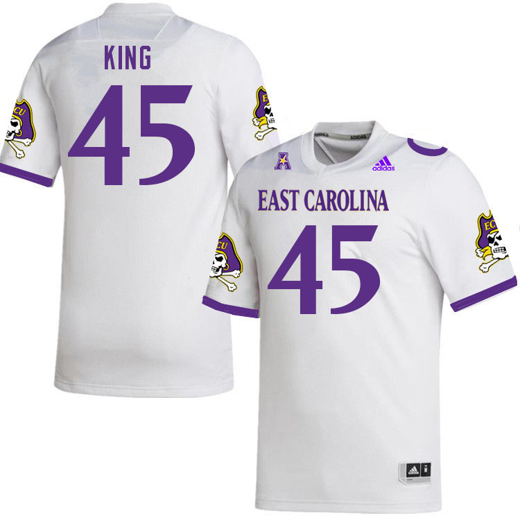 Men #45 Devon King ECU Pirates 2023 College Football Jerseys Stitched-White